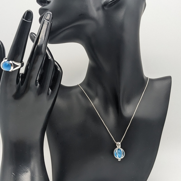 Sterling Silver "Colors of Life" Set Ring and necklace. - Picture 8 of 8